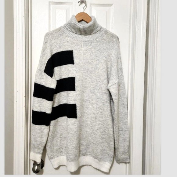 Volcom True to This Striped Turtleneck Oversized Long Sweater - Picture 3 of 13
